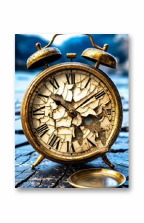 A woman standing next to an old clock on a table