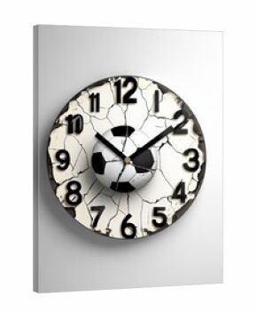 Unique soccer ball clock design with black and white pattern