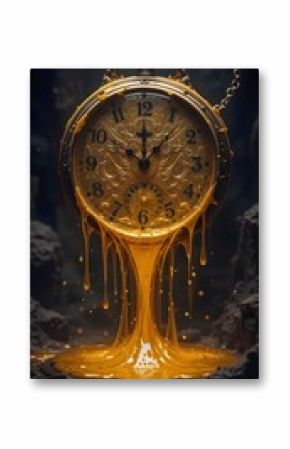 clock melting gold watch vertical time is running out late