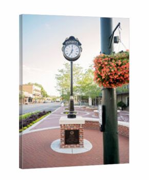 Decorative street clock in downtown Fairhope, Alabama plaza