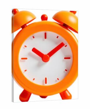 Orange Clock with Red Hands and Transparent Background