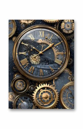 Intricate Gold And Black Clock Gears Design