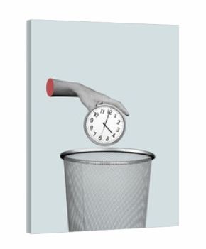 The huge hand hold a big clock