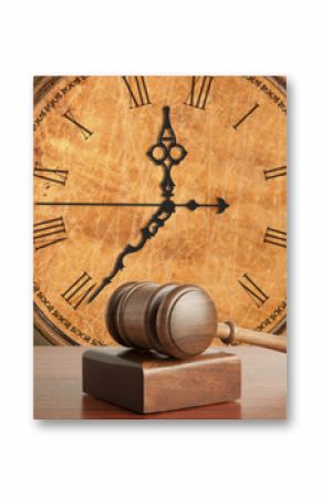 Gavel and old clock