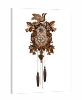 wooden cuckoo clock isolated on white