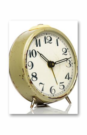 old retro alarm clock, photo of one object on a white background