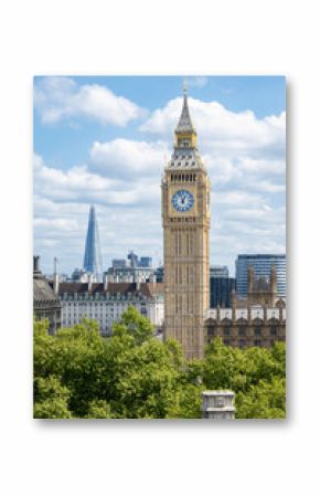 Westminster skyline including Big Ben, London UK in vertical format