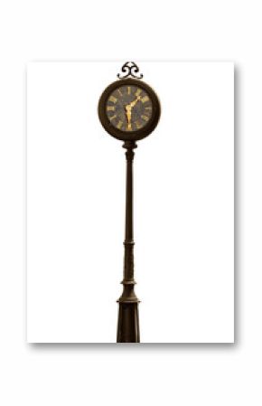 Old isolated weathered standing street clock