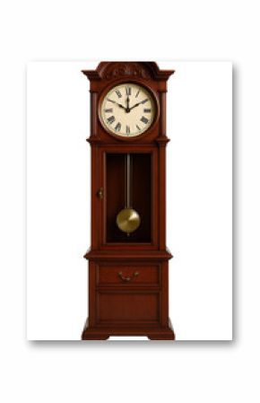 Wooden grandfather clock isolated on transparent background