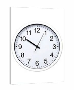 Simple white analog clock showing the time