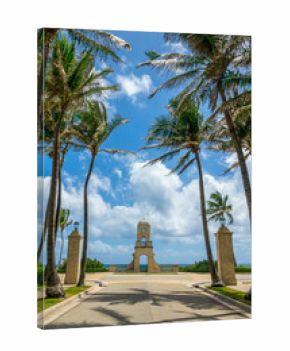 Worth Avenue clock tower, next to the beach in Palm Beach, Florida