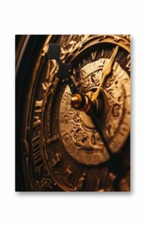 Antique Clock Face Close-Up: Intricate Details of Vintage Timepiece Artistry