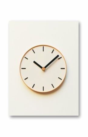Elegant wall clock showing 10 oclock with minimalist design on a neutral background. Generative AI