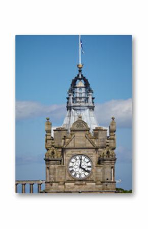 The Balmoral Hotel clock tower the famous landmark in Edinburgh, Scotland