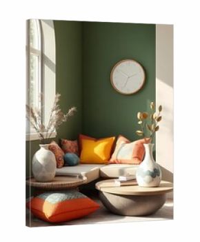 Serene Corner Sitting Area With Soft Pillows and Vases