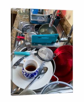 A lot of dirty dishes in the Sink waiting for been dishwash