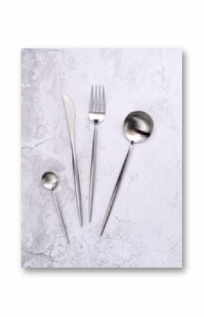 Clean silver metal cutlery