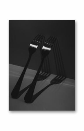 set of black and white cutlery