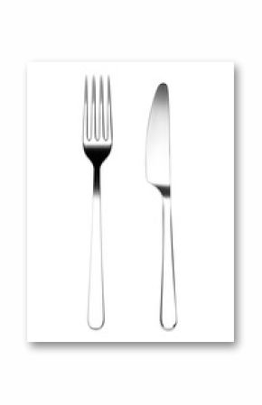 Fork and knife top view. Png clipart isolated on transparent background