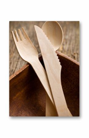 set of wooden cutlery