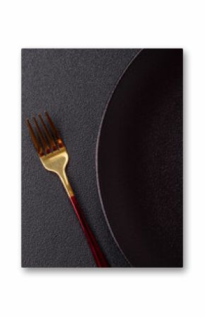 Empty plate with fork, cutlery for dinner table