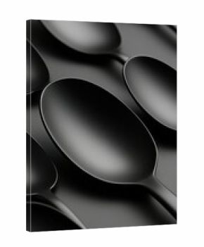 Black matte spoons in a repeating pattern