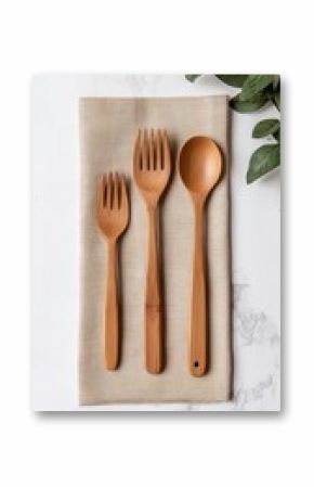 Minimalist Bamboo Cutlery Set on Organic Linen Napkin