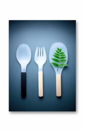 Transparent cutlery with a plant