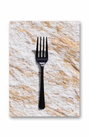 Black Flatware on White Marble Texture Background