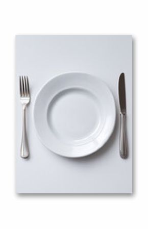 An empty plate on the table. Concept: diet, food restriction.