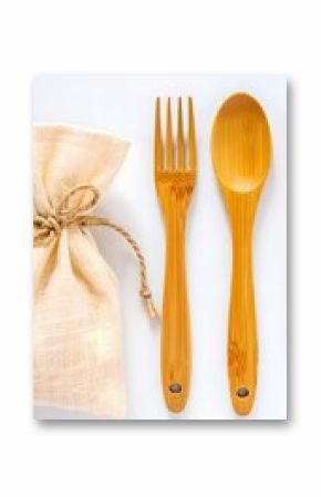 Bamboo cutlery set: eco-friendly fork and spoon with travel pouch