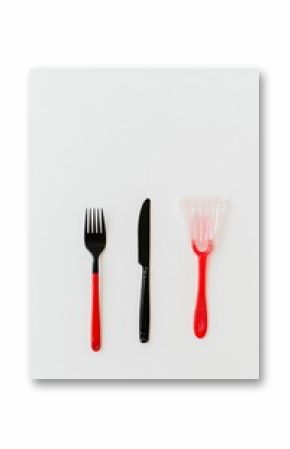 Colorful Cutlery Arrangement on a Light Background for Minimalist Kitchen