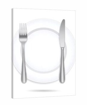 Empty plate with fork and knife