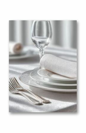 Elegant Bring Your Manners To Work Day Table Setting with Silver Cutlery and White Plates for Professional Corporate Summer Marketing Campaigns