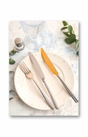 Table setting with cutlery and plate