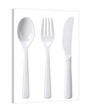 White plastic cutlery set (2)