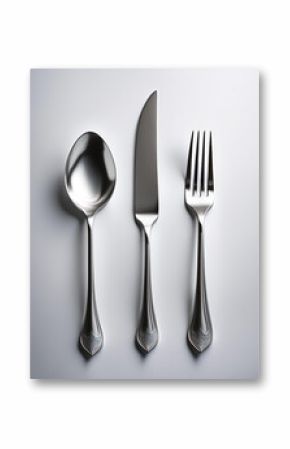 Cutlery. Fork, knife and spoon.Cutlery. Fork and spoon, isolated on a white background