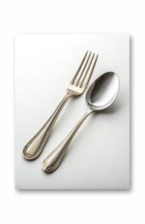 Vintage silver fork and spoon on simple surface