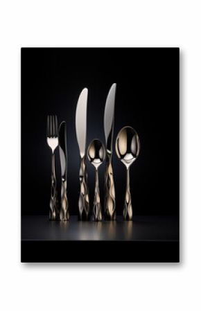 luxury cutlery standing on a dark background