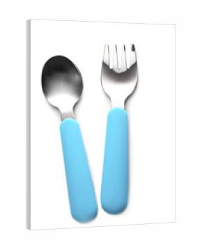 Blue baby cutlery isolated on white