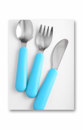 Blue baby cutlery isolated on white