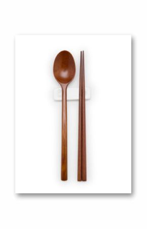 A Pair of Wooden Chopsticks and a Spoon