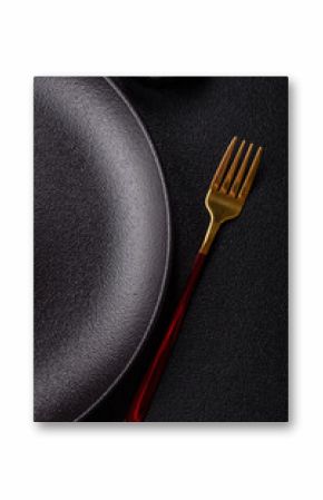 Empty plate with fork, cutlery for dinner table