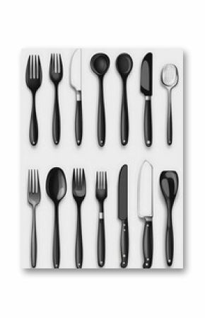 Black Utensils on Light Background