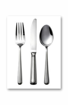 fork knife spoon cutlery isolated on white background PNG. GENERATIVE AI