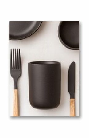 Dark Speckled Ceramic Dinnerware Set Top View