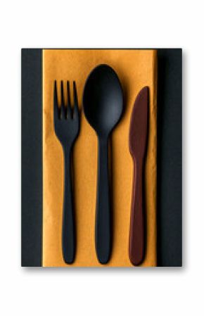 Compostable Cutlery Set on Brown Paper Napkin