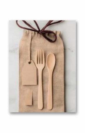 Eco-Friendly Wooden Cutlery Set in Burlap Gift Bag