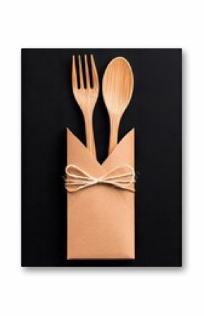 Eco-Friendly Wooden Cutlery Set in Brown Paper Packaging