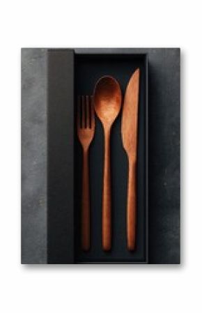 Wooden cutlery set in black box (1)